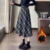 New Autumn/Winter Plus-Size Plaid Wool A-Line Midi Skirt for Women with Slimming Wide Hem