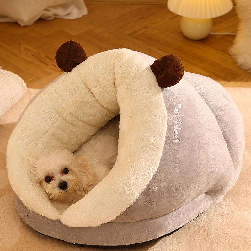 Plush Warm Cat Bed Nesting Basket Slipper Shape Cartoon Cats Dog Kennel Beds Pet Accessories