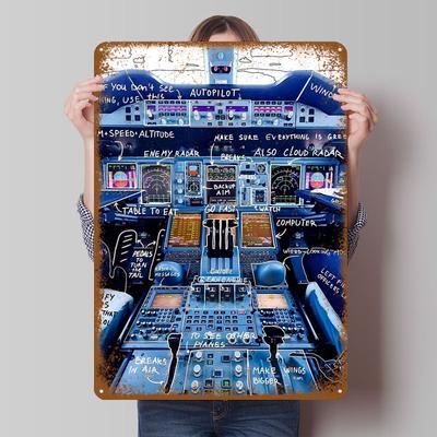 A380 Airbus Cockpit Schild Flugzeuge Poster Raumdekorationen Benutzerdefinierte Metallschilder für Wandkunstdekoration Retro Vintage Interieur