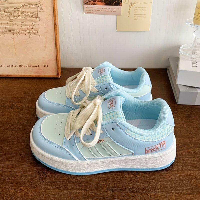 

Blue niche design board shoes women s sports spring new summer bread shoes student breathable white shoes 35