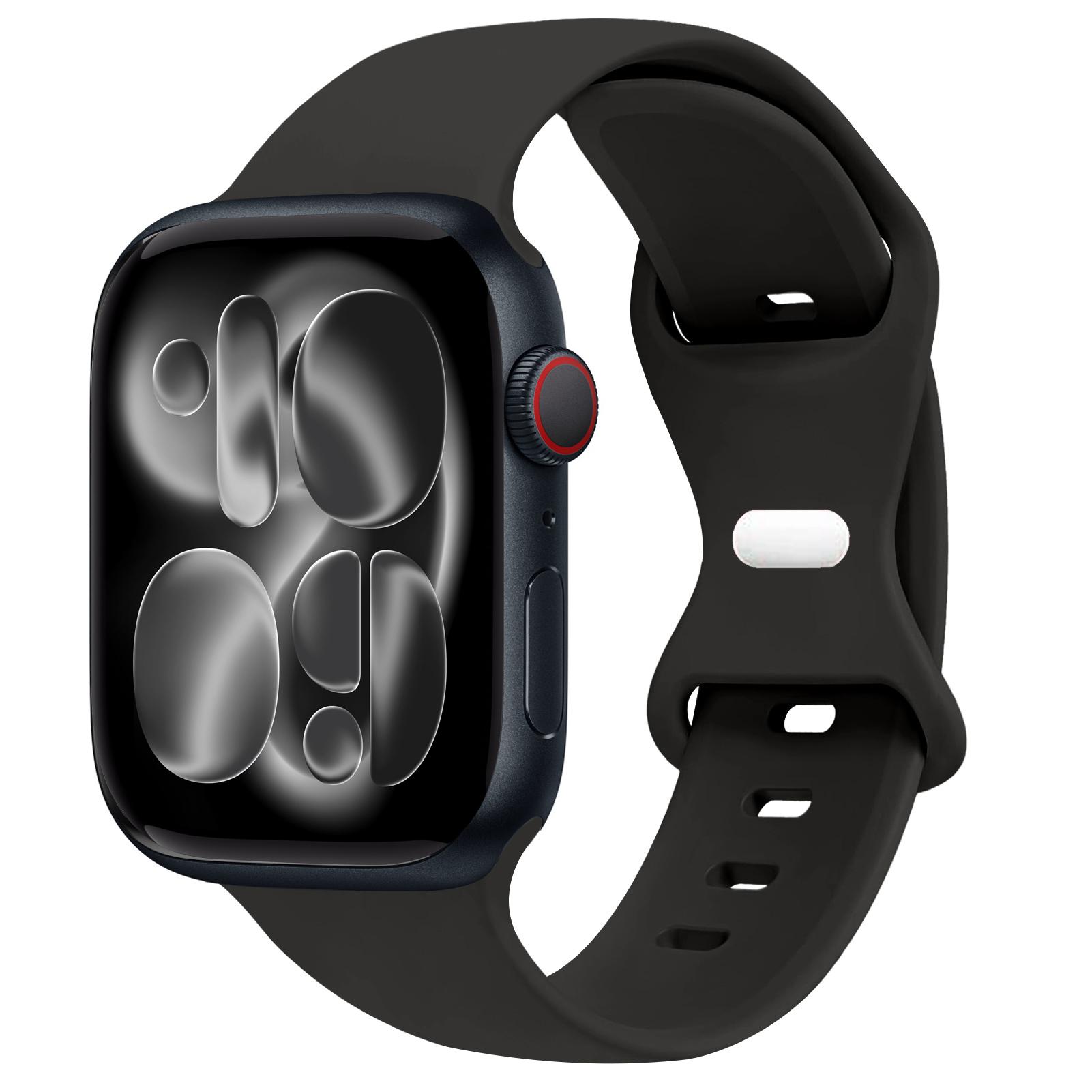 

Silicone Strap For Apple Watch Band 40mm 44mm 46mm 45mm 41mm 49mm 38 42 Correa Bracelet iWatch series 6 ultra 3 2 7 8 9 se 10 11 S10-42 38 40 41mm SM чёрный