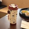 Durable 500ml Coffee Cup Cartoon Cat Pattern Stainless Steel Straw Cup Leak-Proof with Straw Thermal Cup Office