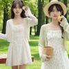 Sunscreen cardigan women's spring clothing thin fat mm outer with small shawl with suspender skirt sweet short top