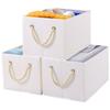 Set of 3 Foldable Storage Boxes Oxford Fabric 37x26x21 Cm - Off-white