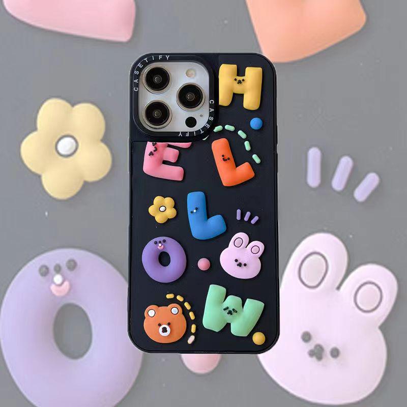 Силиконовый чехол с 3D мультяшными буквами для Apple 15Pro Apple 11 Pro