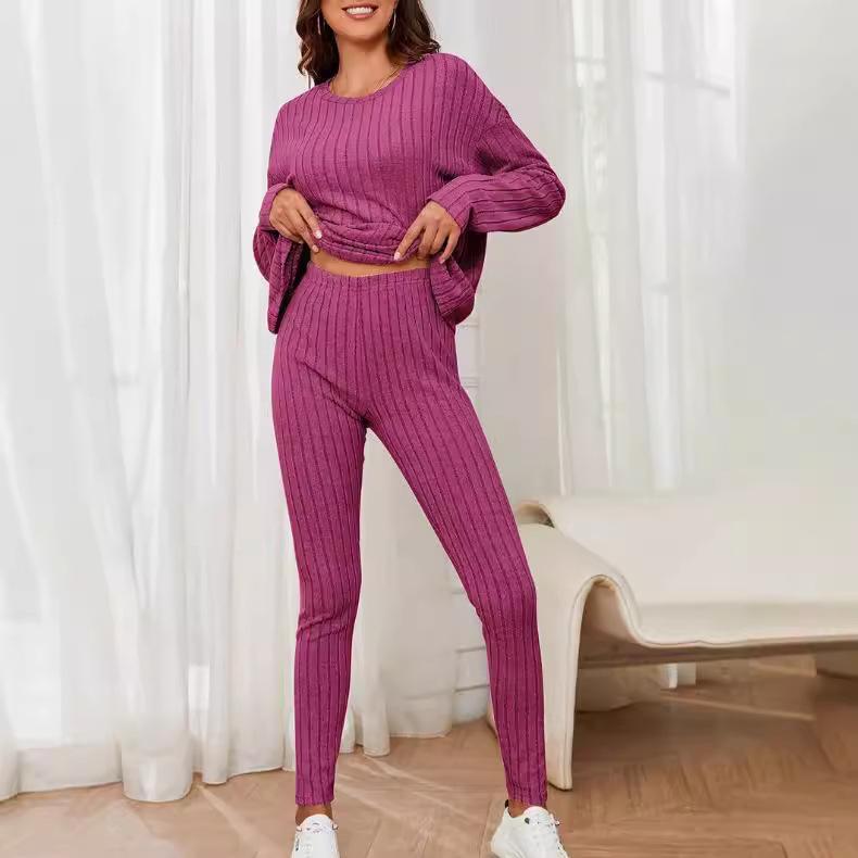 2024 Autumn Women's Casual Knit Two-Piece Set with Round Neck