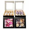 6pcs Paper Gift Box with Window Treat Boxes Auto-pop Up Easy Assemble Gift Packing Box for Valentine's Day Parties Weddings Anniversaries Parties
