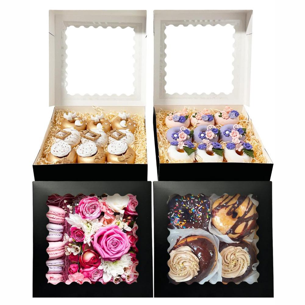 6pcs Paper Gift Box with Window Treat Boxes Auto-pop Up Easy Assemble Gift Packing Box for Valentine's Day Parties Weddings Anniversaries Parties