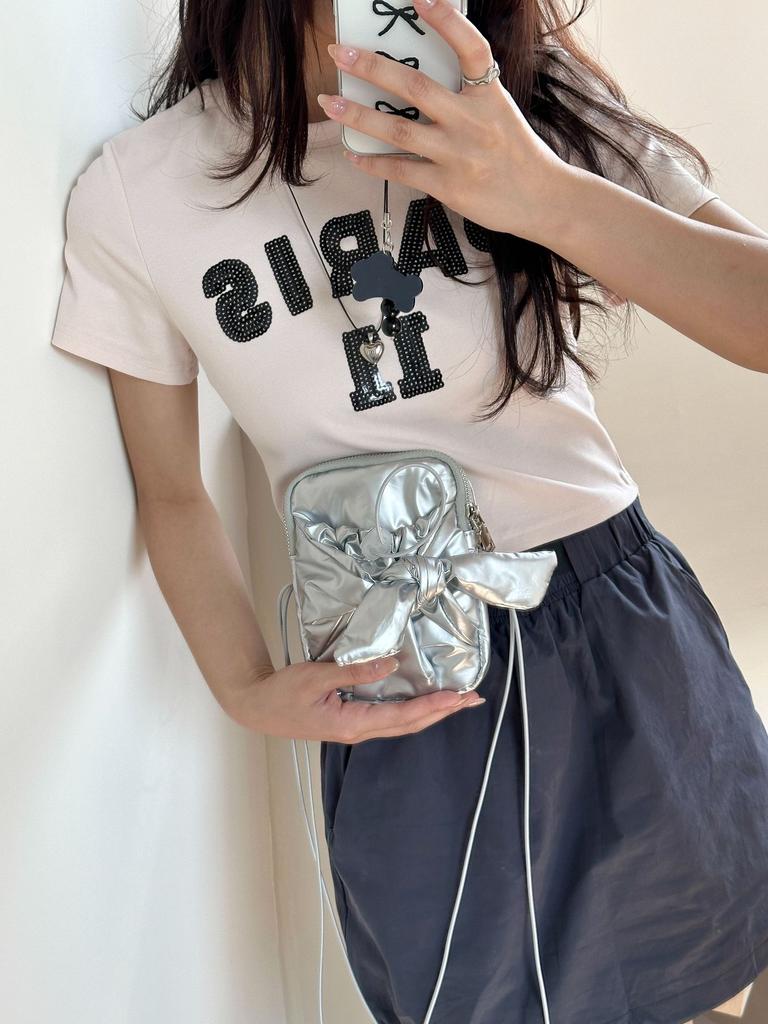 Korean Fashion Canvas Crossbody Bag For Women Small Square Bag Casual Bow Tie Zippper Phone Small Bags For Ladies Shopper Bags