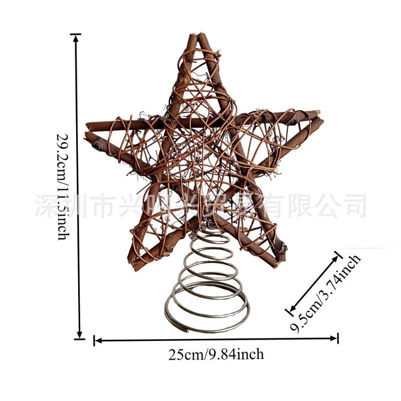 Christmas Soil Vine Spring Pentagram Tree Top Decoration, Christmas Atmosphere Decoration Home Desktop Ornament