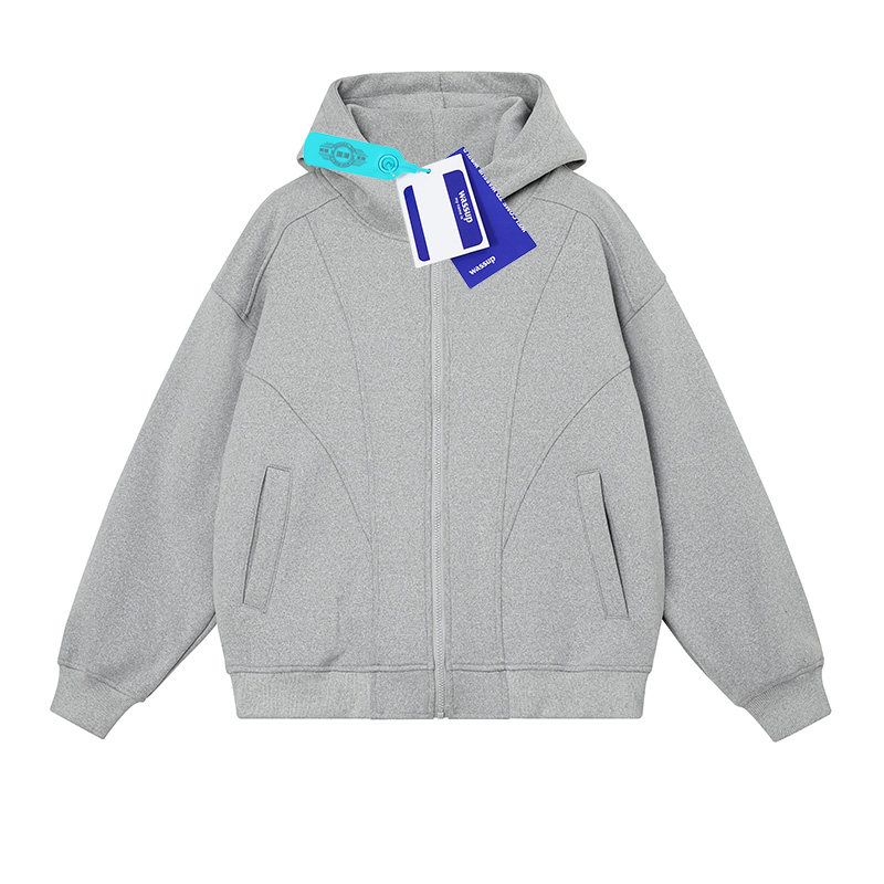 Wassup American-Style Deconstructed Heavyweight Cardigan Sweatshirt for Men, New Loose Casual Couple Hooded Jacket for Autumn and Winter