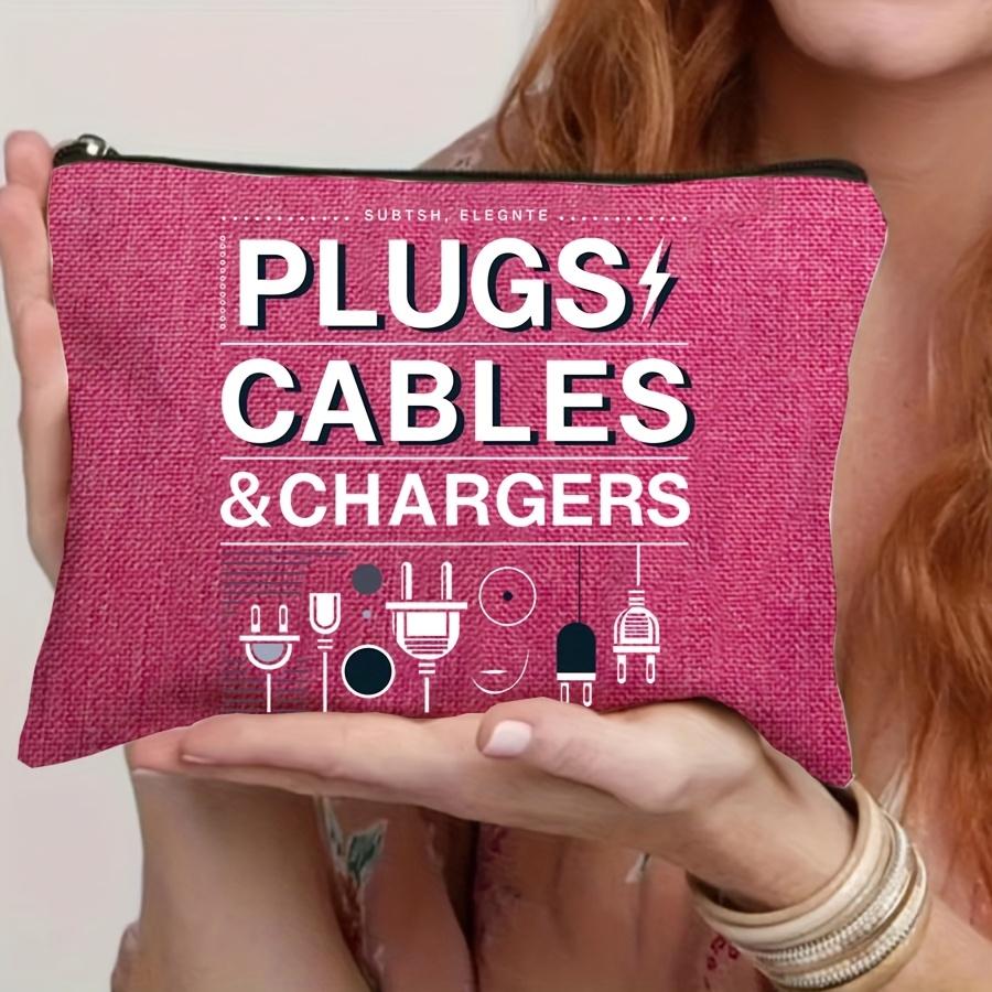 1PC Cosmetic Cable Travel Storage Bag Zippered Makeup Toiletry Organizer,Portable Charging Cable Storage Large Capacity Bag