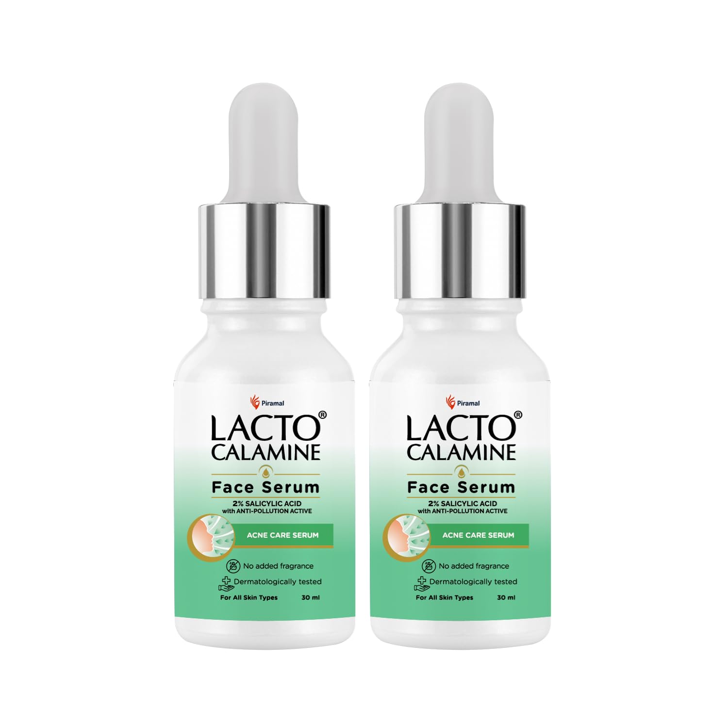 

Lacto Calamine 2% Salicylic Acid Face Serum 30ml x Pack of 2 for Acne, Blackheads, Oil Control, Clear Skin