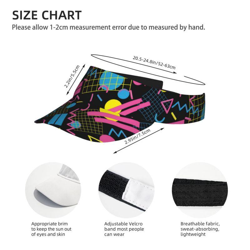 Retro 80s 90s Funny Colorful Sports Sun Visor Hats Women Men Lightweight Packable Cooling Empty Top Hat for Running Tennis Golf