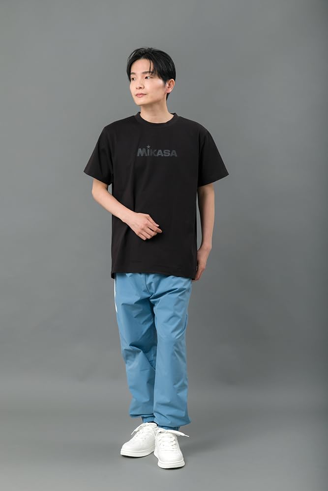 MIKASA Size L Short-Sleeve T-Shirt, Black, (Unisex) 2600-BKL