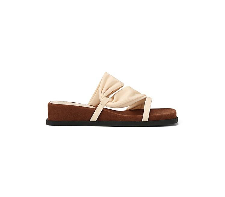 Sheepskin Version! Thick-soled Square Head with Cool Slippers for Women To Wear Outside Summer 2025 New Retro Temperament Two Sandals