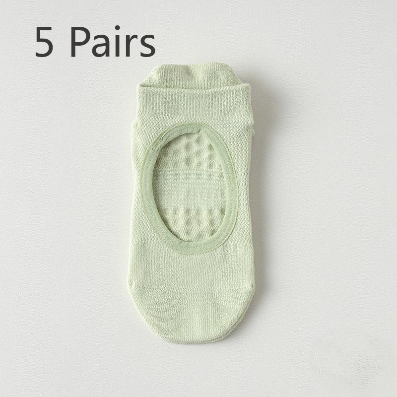 5 Pairs Cotton Silicone Non-slip Yoga Socks Boneless One-piece Mechanism Backless Mesh Short Socks Indoor Anti-odour Sports Socks
