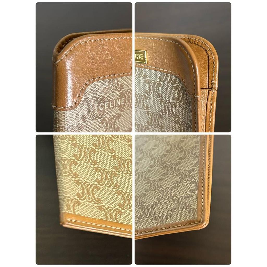 Used CELINE Macadam Pattern Glasses Case Beige Made In Italy Glasses Sunglasses