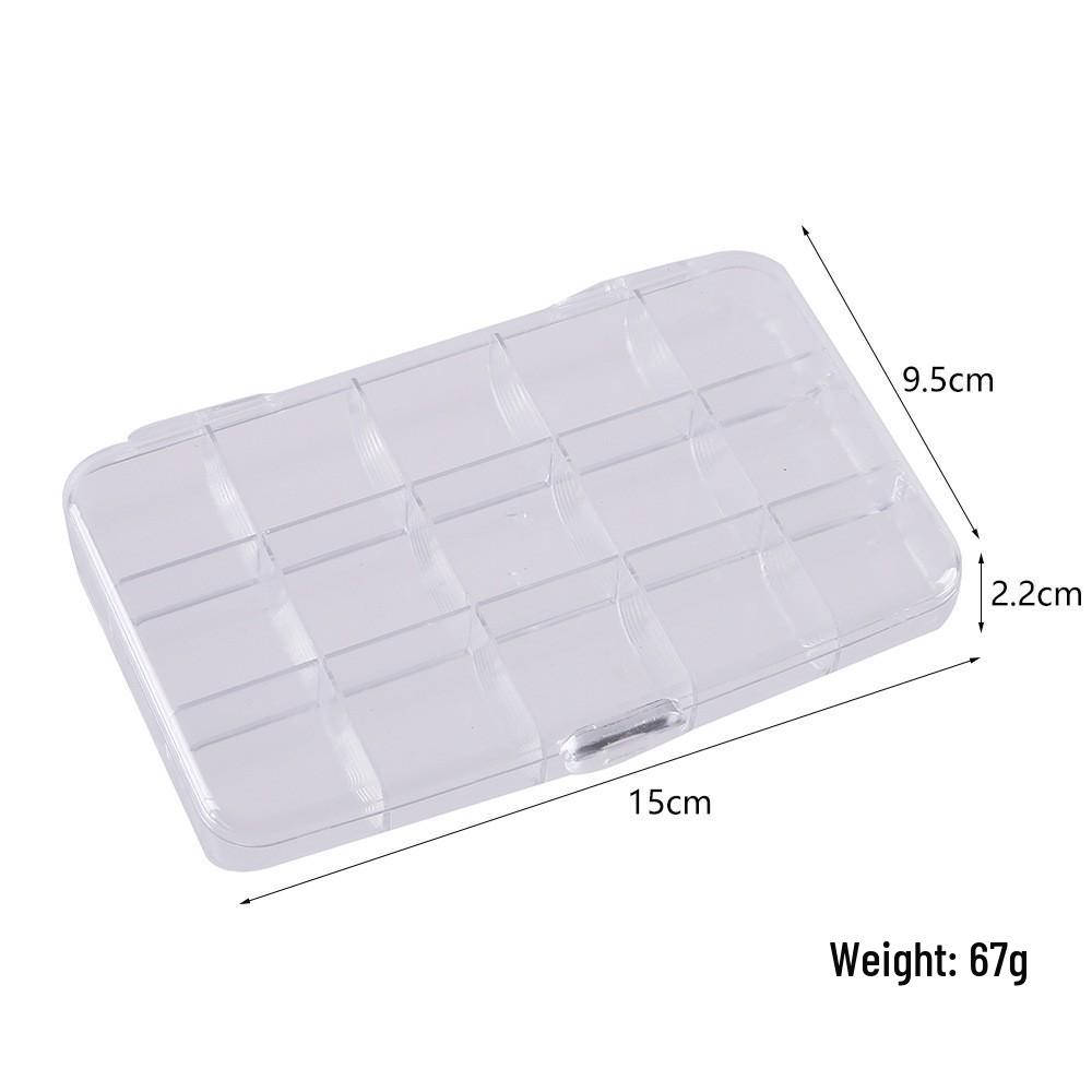 15-Grid Transparent Plastic Storage Box for Nail Art & Beading Ornaments