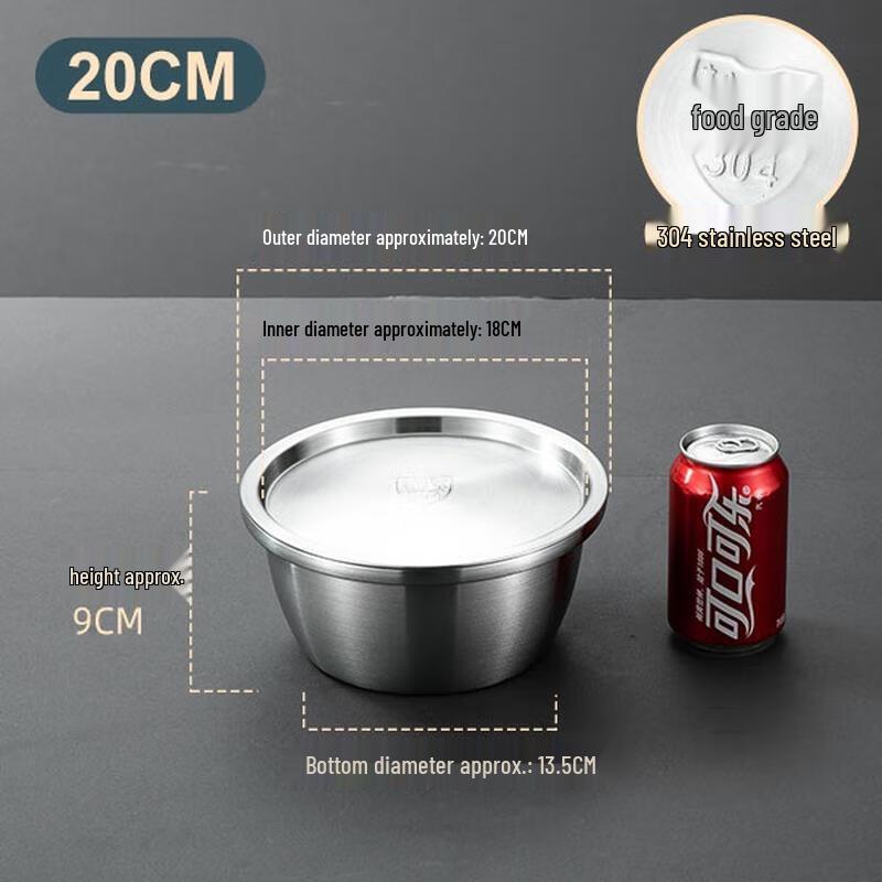 

HANDUNYOU 304 Stainless Steel Food Bowl with Lid