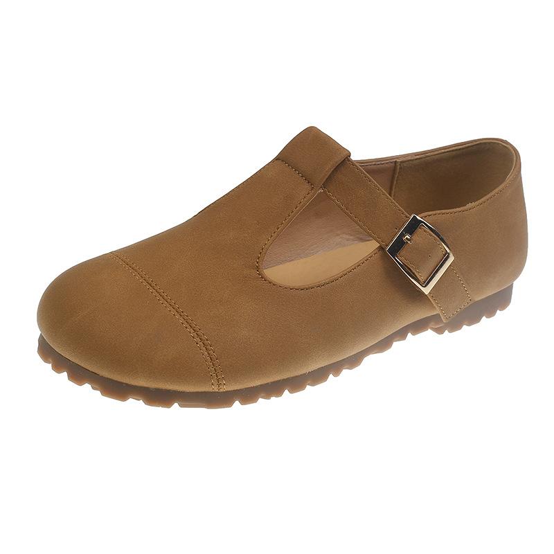 

Женские туфли Мэри Джейн на плоской подошве с мягкой подошвой, весна и осень 2025, новые ленивые туфли-лодочки на толстом каблуке во французском стиле, ретро кожаные туфли 40 верблюд