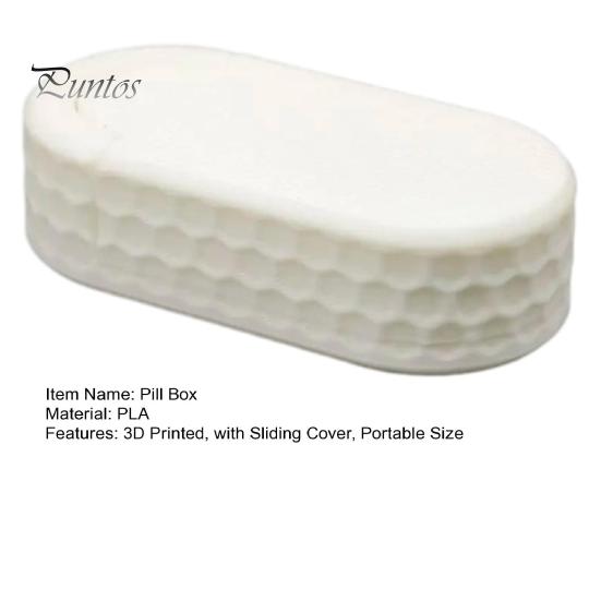 Compact Tablet Container 3D Printed Pill Box with Sliding Cover, Portable Mini Case Honeycomb Texture, Pocket Size Medication Storage for Travel