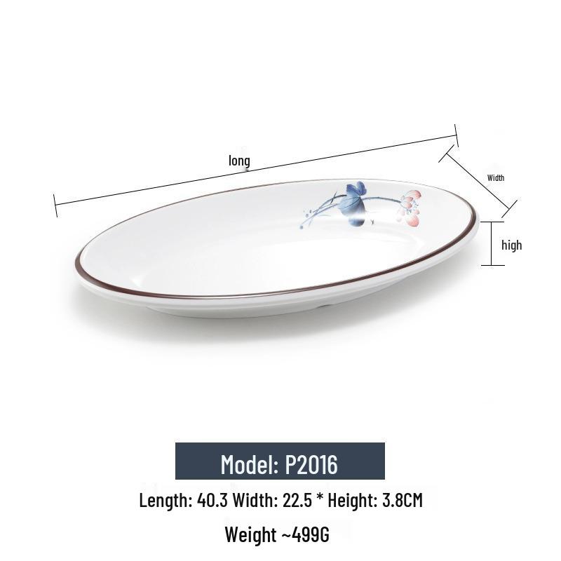 Melamine Rectangular Imitation Porcelain Plate for Sushi, BBQ, Cold Dishes - Commercial Use.