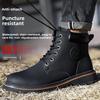 High-top Work Boots For Men Anti-smash Anti-puncture Work Shoes with Steel Toe Leather Safety Shoes Men for Work Waterproof Shoe