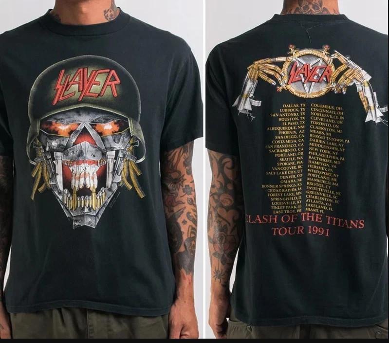 Vintage 1991 Slayer Clash Of Titans Concert Tour Tshirt size S5XL Unisex T-Shirt XXXL