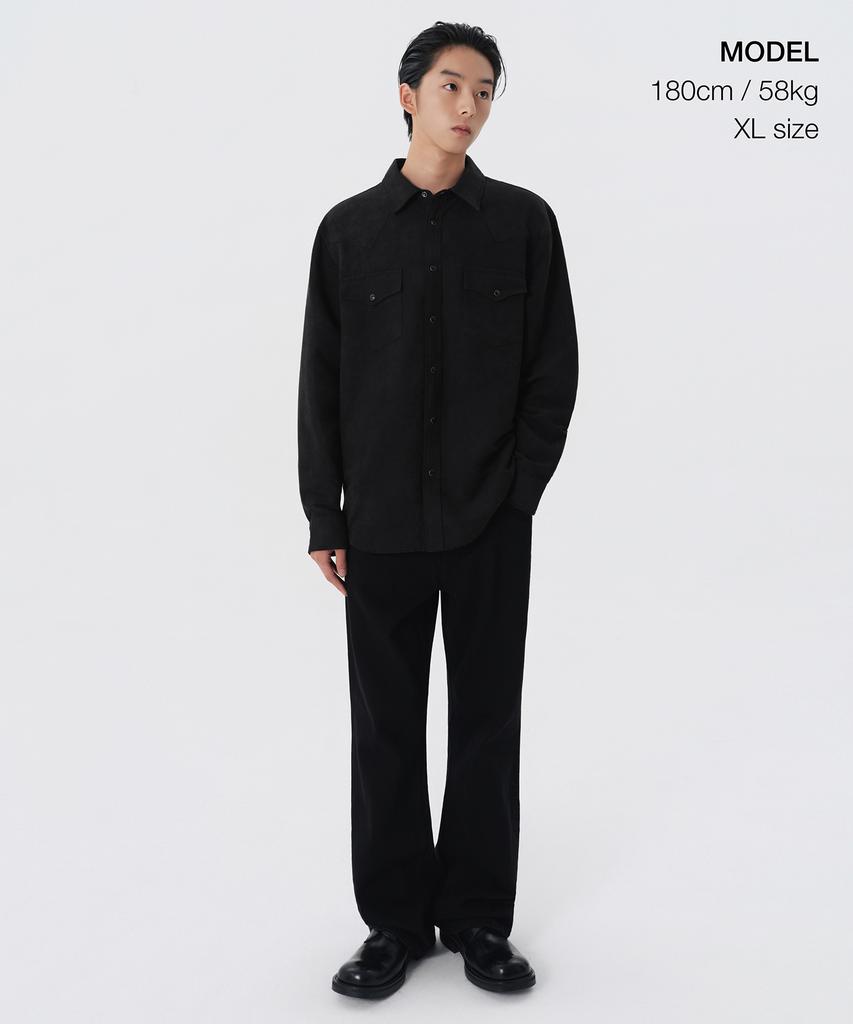 MUSINSA STANDARD Synthetic Suede Western Shirt [Black]