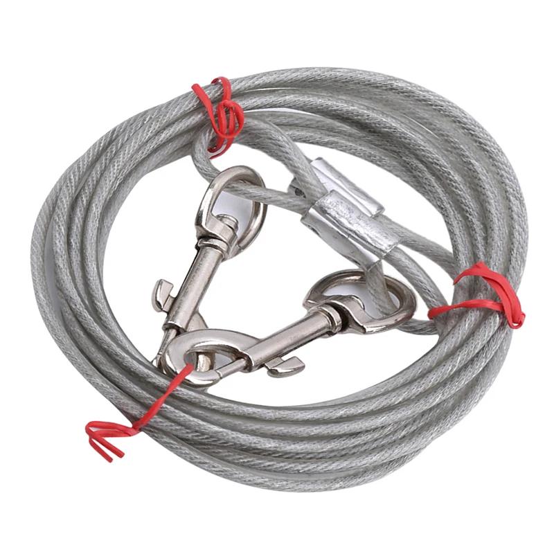 

Высококачественный удлиненный стальной трос 5 мм*3 м, цепь для собак, прочный поводок для собак с двойными концами, металлические крюки, товары для питомцев 3m белый