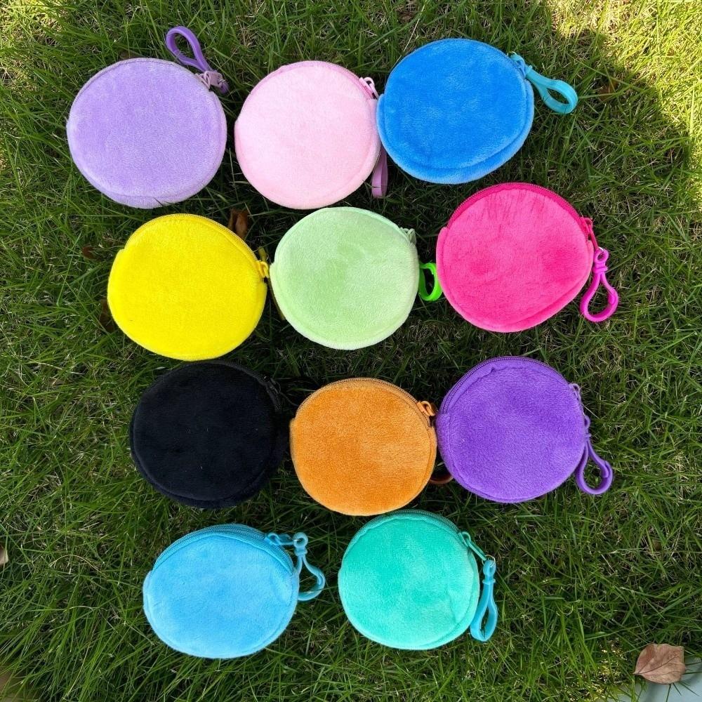 Round Shape ID Card Bag Solid Color Keychain Wallet Fashion Coin Purse  Gift