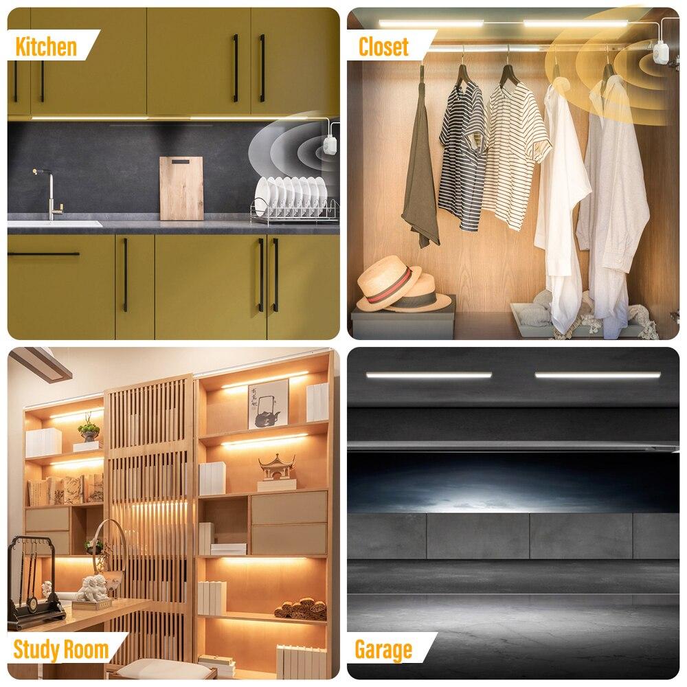 LED Smart Cabinet Light, Motion Sensor Night Light with App Remote Control Dimmable USB Powered for Kitchen, Cabinet, Bedroom