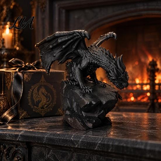 Cool 3D Printed Rock Dragon Statue, Fantasy Figurine, Gothic Desktop Collectible Statue for Fans Bookshelf Decor, Ornament, Gift Lovers Figurine