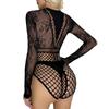 Bodysuit Female Sexy Lace Fishnet Hollow Lingerie Long Sleeved See-Through Erotic Bodysuits Night Club Fantasy Erotic Wear