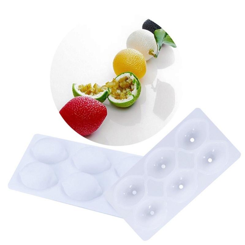 Wielokrotnego użytku 6-gniazdowe formy do deserów Elastyczny silikon Forma do ciasta W kształcie cytryny Galaretka Mus Lody
