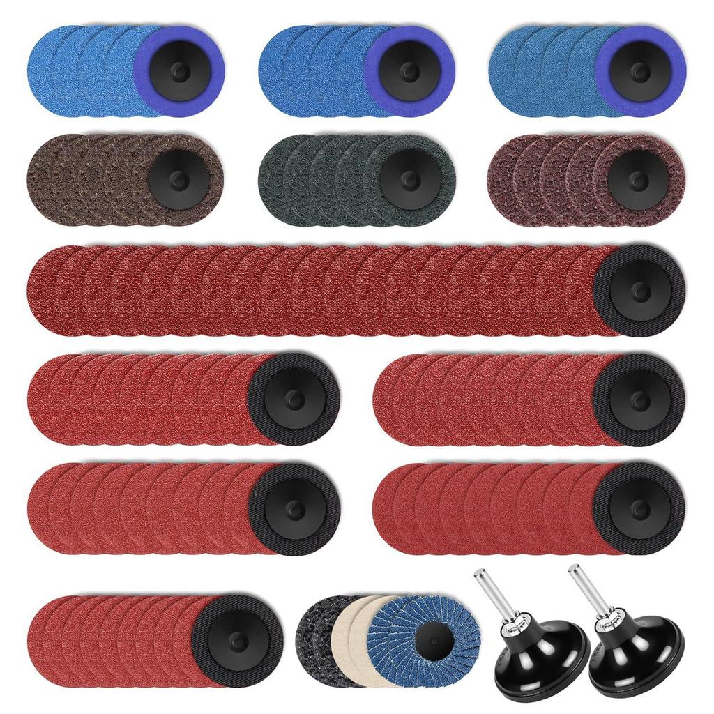 2-Inch Torque Sanding Disc Set - 108 Non-Woven Quick-Change Sandpaper Pads