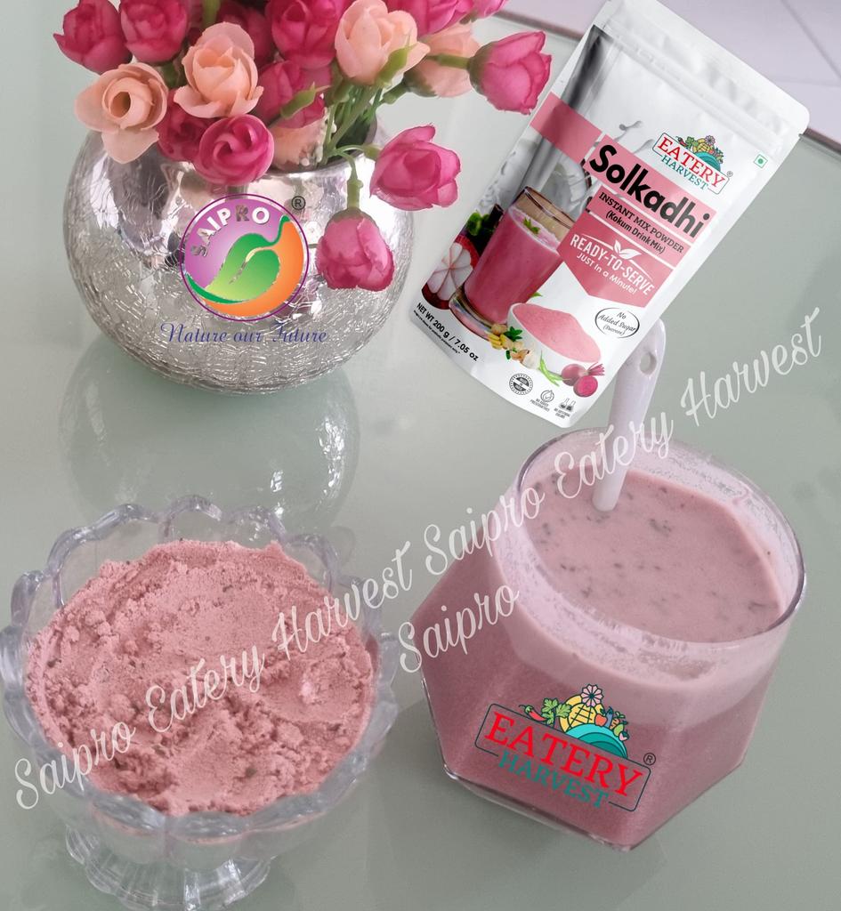 Saipro's EATERY HARVEST Solkadhi Instant Drink Mix 400g (200g*2 Packs), NO Added Sugar Diabetic Friendly, Mix of Coconut Milk and Kokum Fruit Juic