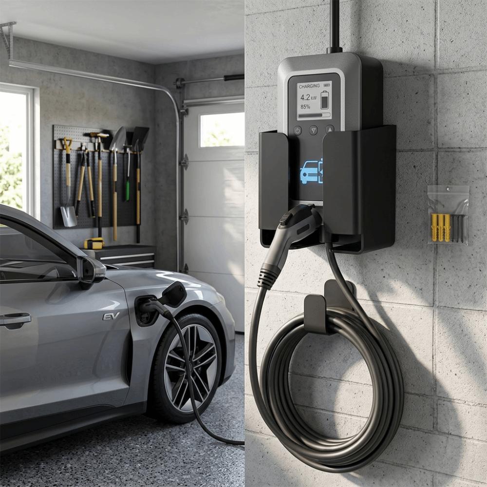 Wall Mount Charger Holder Aluminum Alloy Charging Box Organizer Storage Bracket Home Garage
