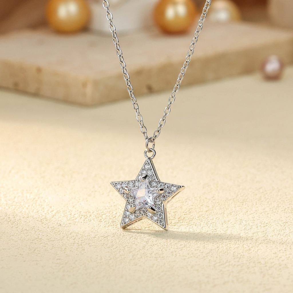Zircon Stars Necklaces For Women Gold Color Stainless Steel Crystal Star Pendant Necklace Wedding Aesthetic Fashion Jewelry Gift