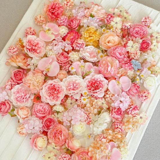 50/100Pcs Artificial Flower Head Assorted Color Size Realistic Reusable DIY Crafts Garland Wedding Bridal