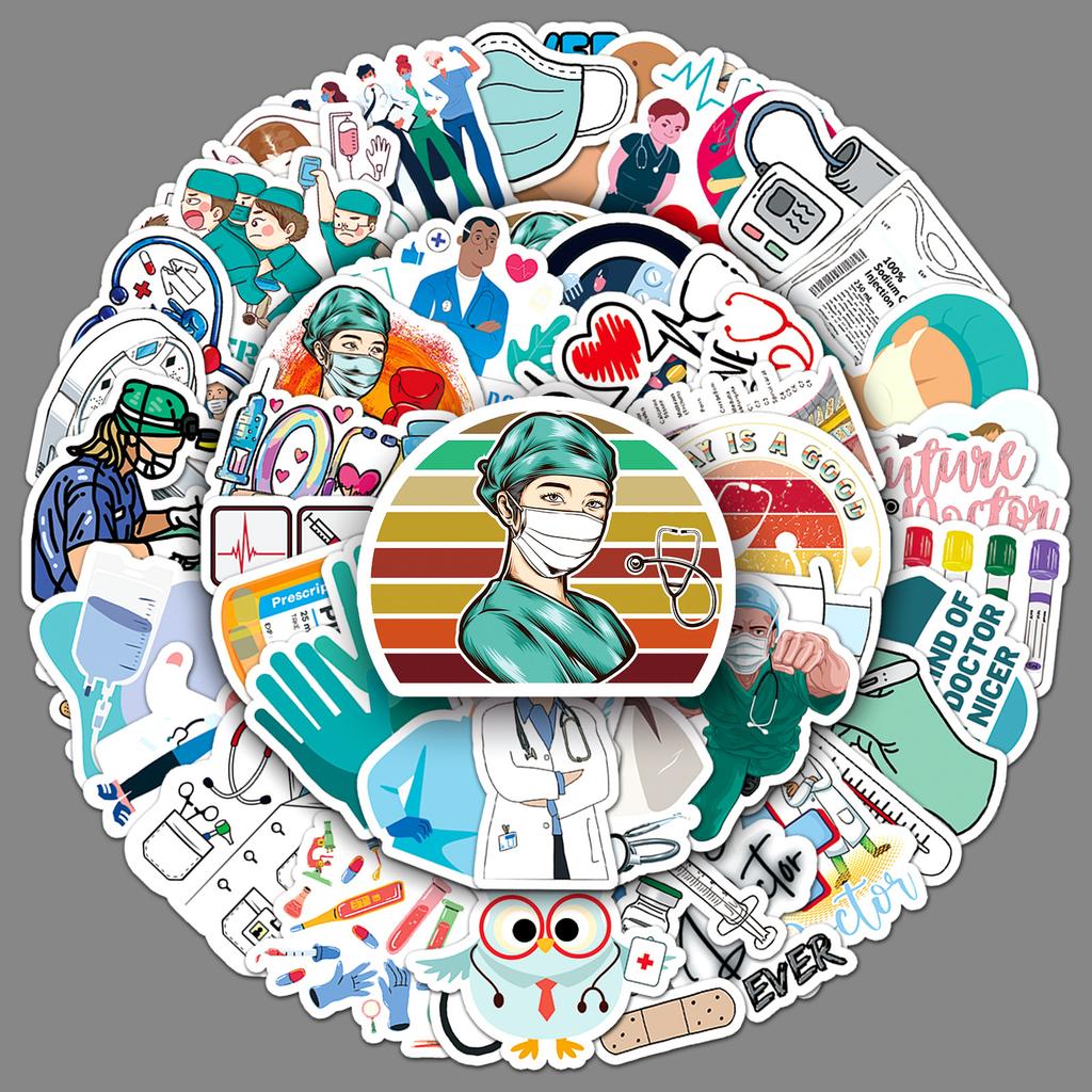 50 Doctor Occupation Graffiti Stickers Personalized Creative Decorative Water Cup Mobile Phone Case Computer Suitcase Stickers