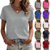 Maglietta a maniche corte con scollo a V casual da donna Top basic tinta unita Vestibilità comoda e ampia Tessuto leggero e morbido