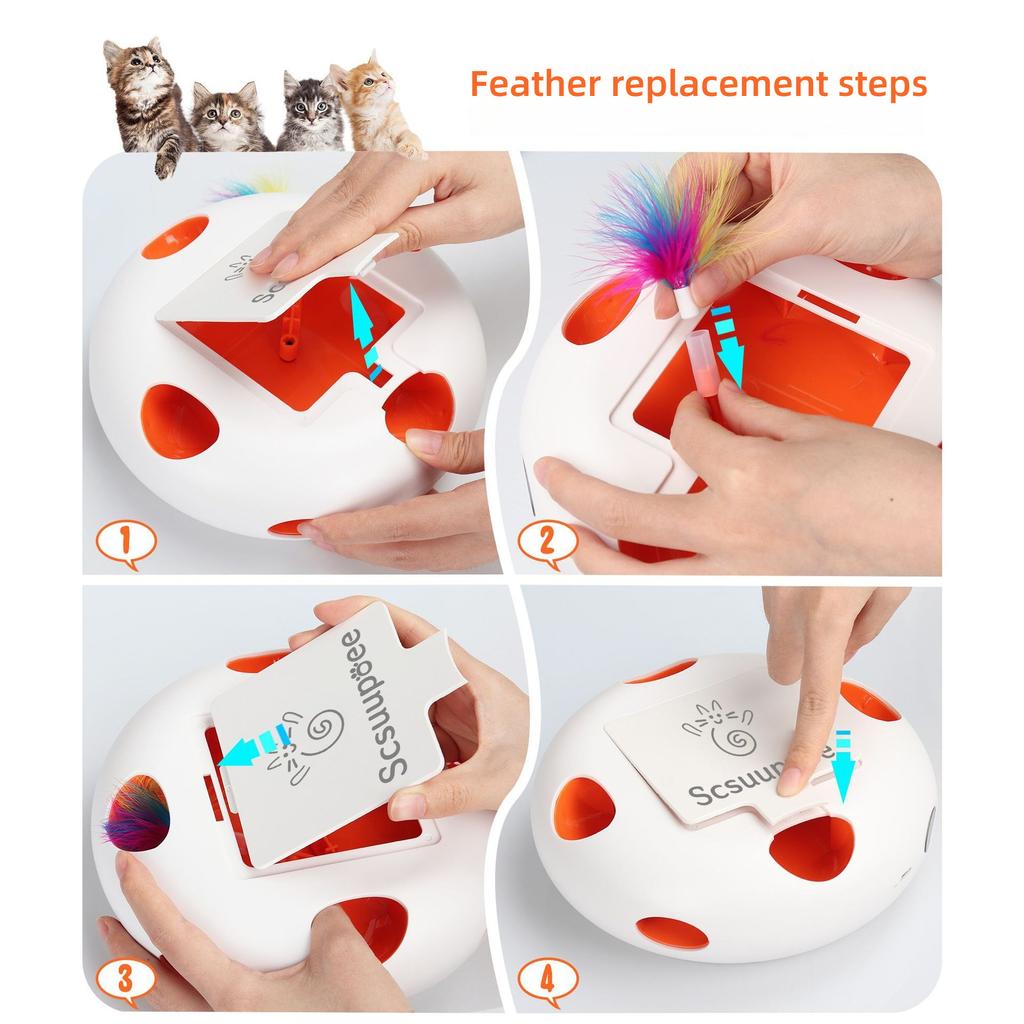Electric Rotating Cat Turntable Toy Rechargeable Smart Interactive Teaser Stick Automatic Self Play Pet Toy