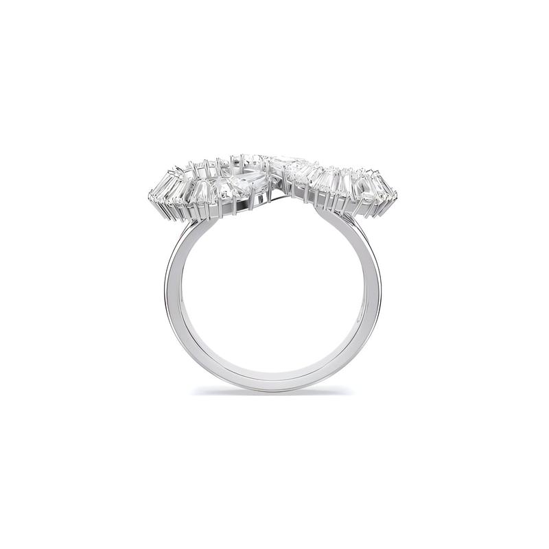 Swarovski Hyperbola Spiral Design Cubic Zirconia Rhodium Plated Ring Women's Silver 5679698