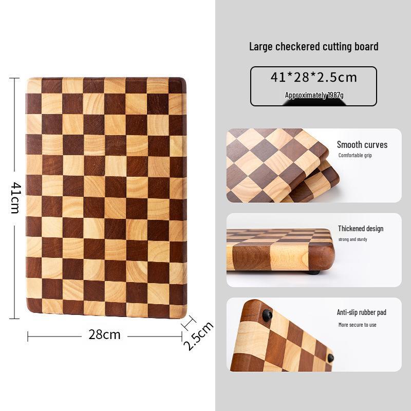 Creative Checkered Solid Wood Cutting Board for Kitchen - Fruit, Vegetable, and Food Prep Board