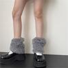 Women Warm Furry Leg Warmers with Letter Label Leg Covers Aesthetic Fuzzy Boot Cuffs Footless Socks for Winter Days