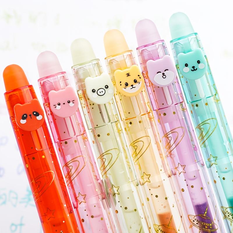 6/12 Colors Glitter Thermo-Erasable Gel Pens Retractable Push-Type Quick-Dry Smooth Writing 0.5mm Black & Assorted Ink