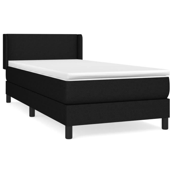 VidaXL Lit à sommier tapissier avec matelas Noir 90x200 cm Tissu 3129523