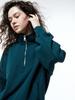 HAUS072C Genderless Overfit Half Zip Up Dark Green